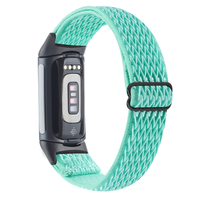 For Fitbit Charge 5 Buckle Wave Braided Nylon Watch Band(Teal) - Watch Bands by buy2fix | Online Shopping UK | buy2fix