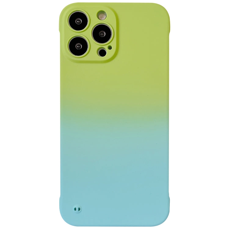 For iPhone 12 Pro Frameless Skin Feel Gradient Phone Case(Green + Light Blue) - iPhone 12 / 12 Pro Cases by buy2fix | Online Shopping UK | buy2fix