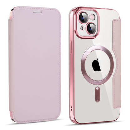 For iPhone 14 Plus MagSafe Magnetic RFID Anti-theft Leather Phone Case(Pink) - iPhone 14 Plus Cases by buy2fix | Online Shopping UK | buy2fix