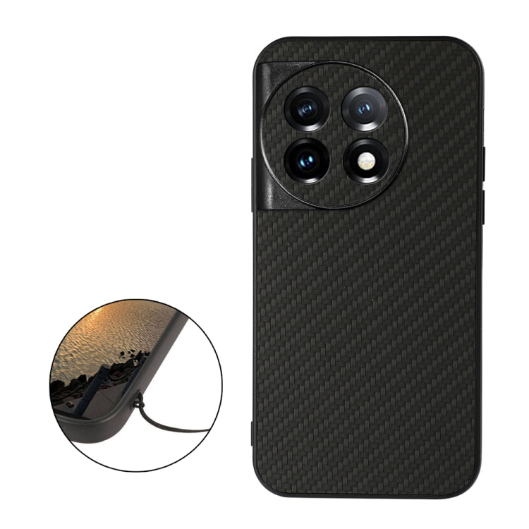 For OnePlus 11 5G Accurate Hole Carbon Fiber Texture PU Phone Case(Black) - OnePlus Cases by buy2fix | Online Shopping UK | buy2fix