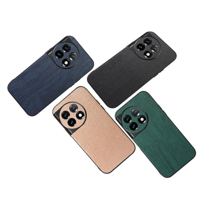 For OnePlus 11 Wood Texture PU Phone Case(Green) - OnePlus Cases by buy2fix | Online Shopping UK | buy2fix