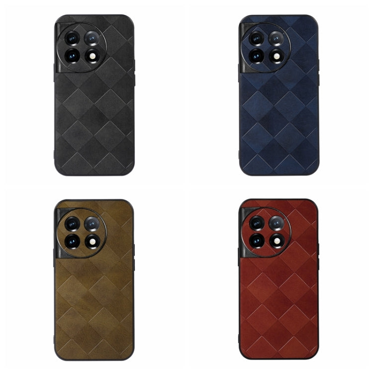 For OnePlus 11 Weave Plaid PU Phone Case(Brown) - OnePlus Cases by buy2fix | Online Shopping UK | buy2fix