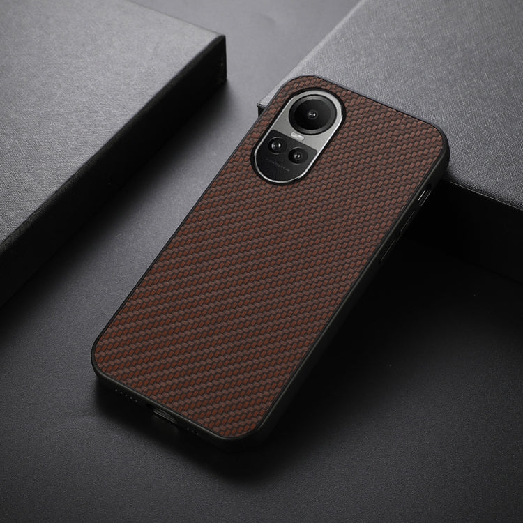 For OPPO Reno10 Global / 10 Pro Global Carbon Fiber Texture Shockproof Phone Case(Brown) - OPPO Cases by buy2fix | Online Shopping UK | buy2fix