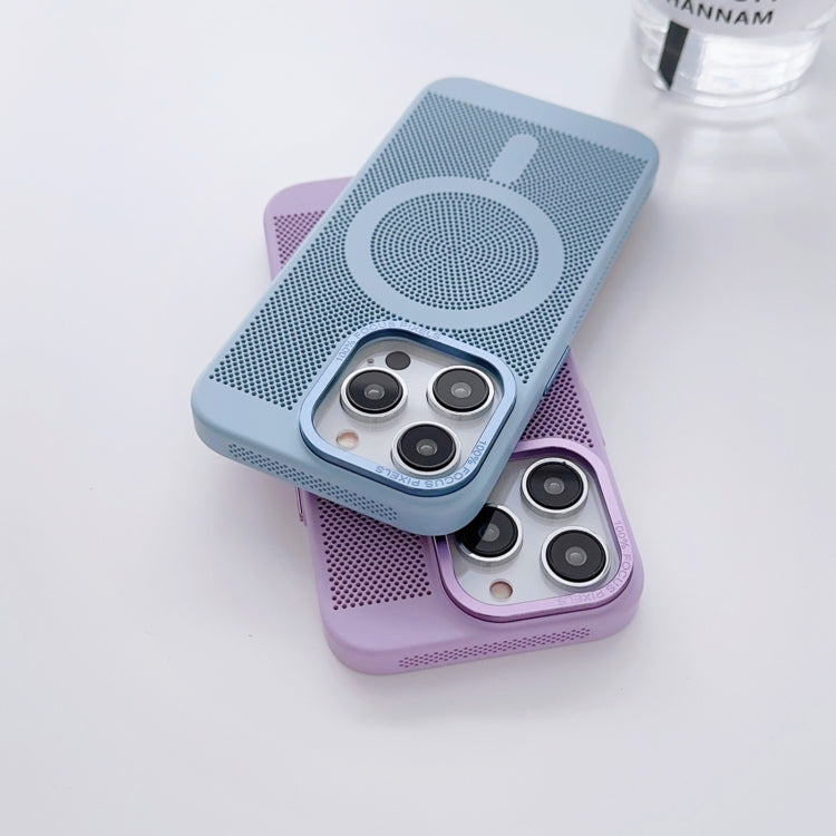 For iPhone 12 Grid Cooling MagSafe Magnetic Phone Case(Grey Blue) - iPhone 12 / 12 Pro Cases by buy2fix | Online Shopping UK | buy2fix