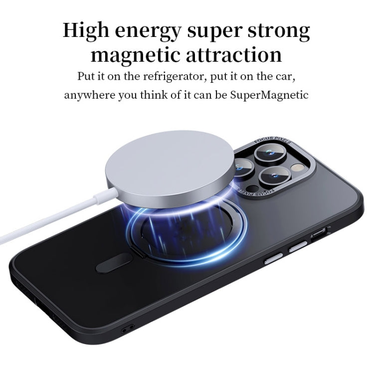 For iPhone 14 Pro Max 360 Rotating MagSafe Magnetic Skin Feel Phone Case(Black) - iPhone 14 Pro Max Cases by buy2fix | Online Shopping UK | buy2fix