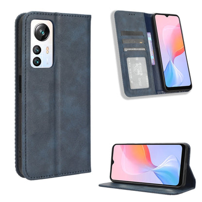 For Blackview A85 Magnetic Buckle Retro Texture Leather Phone Case(Blue) - More Brand by buy2fix | Online Shopping UK | buy2fix