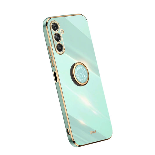 For Samsung Galaxy M34 5G XINLI Straight Edge 6D Electroplate TPU Phone Case with Ring Holder(Mint Green) - Galaxy Phone Cases by XINLI | Online Shopping UK | buy2fix