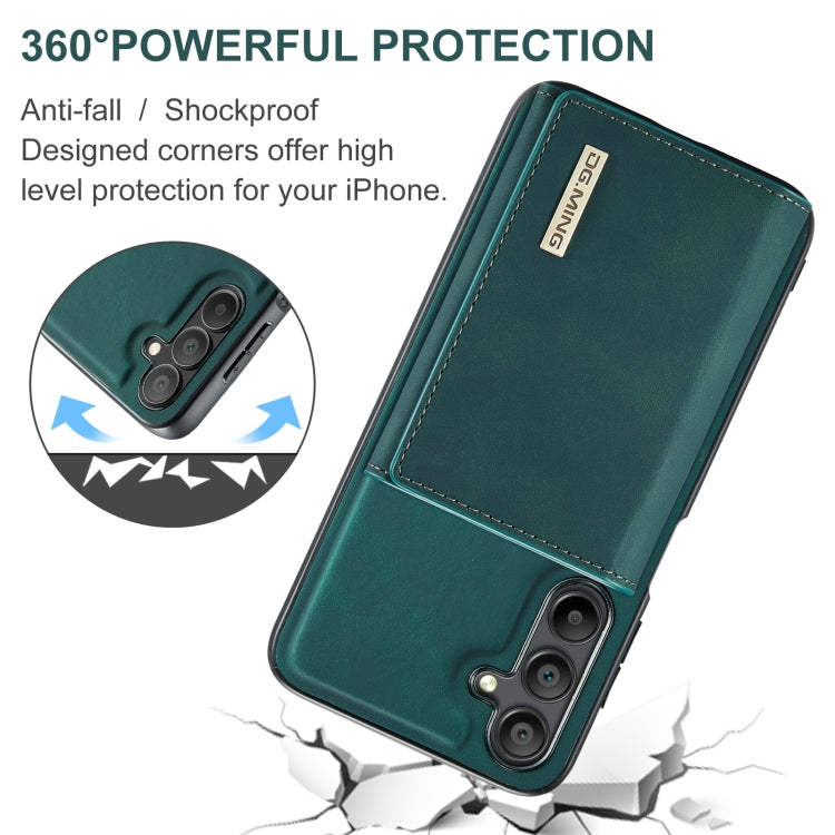 For Samsung Galaxy A15 5G / A15 4G DG.MING M1 Series 3-Fold Multi Card Wallet + Magnetic Phone Case(Green) - Galaxy Phone Cases by DG.MING | Online Shopping UK | buy2fix