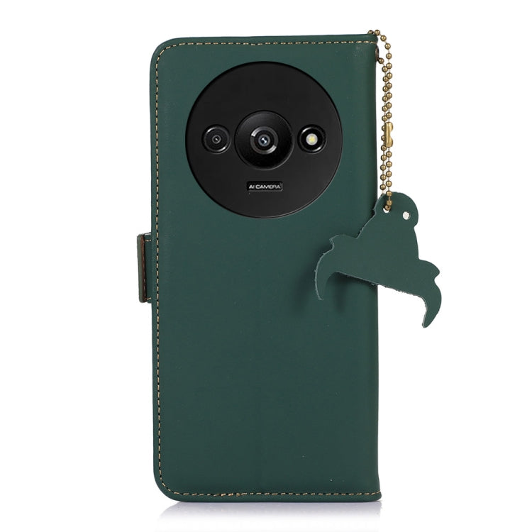 For Xiaomi Redmi A3 Genuine Leather Magnetic RFID Leather Phone Case(Green) - Xiaomi Cases by buy2fix | Online Shopping UK | buy2fix