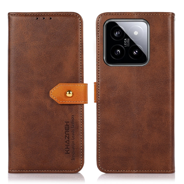 For Xiaomi 14 Pro KHAZNEH Cowhide Texture Flip Leather Phone Case(Brown) - 14 Pro Cases by buy2fix | Online Shopping UK | buy2fix