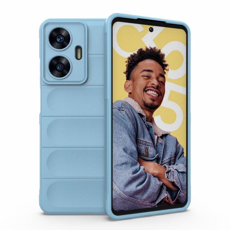 For Realme C55 4G Magic Shield TPU + Flannel Phone Case(Light Blue) - Realme Cases by buy2fix | Online Shopping UK | buy2fix