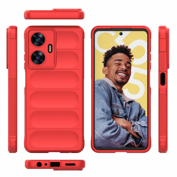 For Realme C55 4G Magic Shield TPU + Flannel Phone Case(Black) - Realme Cases by buy2fix | Online Shopping UK | buy2fix