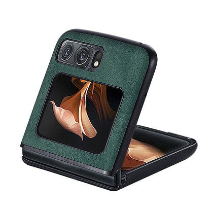 For Motorola Razr 2022 Classic Leather + PC Phone Case(Green) - Motorola Cases by buy2fix | Online Shopping UK | buy2fix