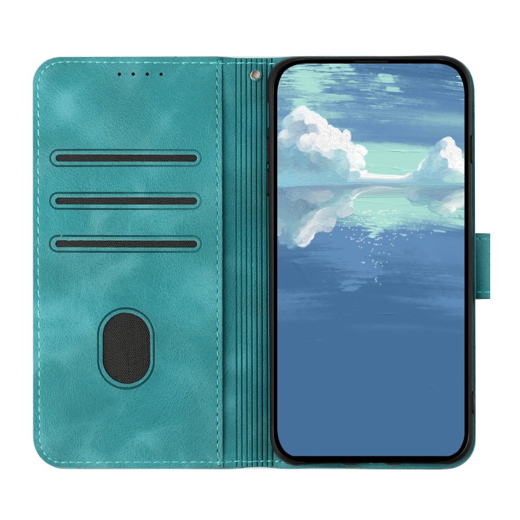 For OnePlus 12 Line Pattern Skin Feel Leather Phone Case(Light Blue) - OnePlus Cases by buy2fix | Online Shopping UK | buy2fix