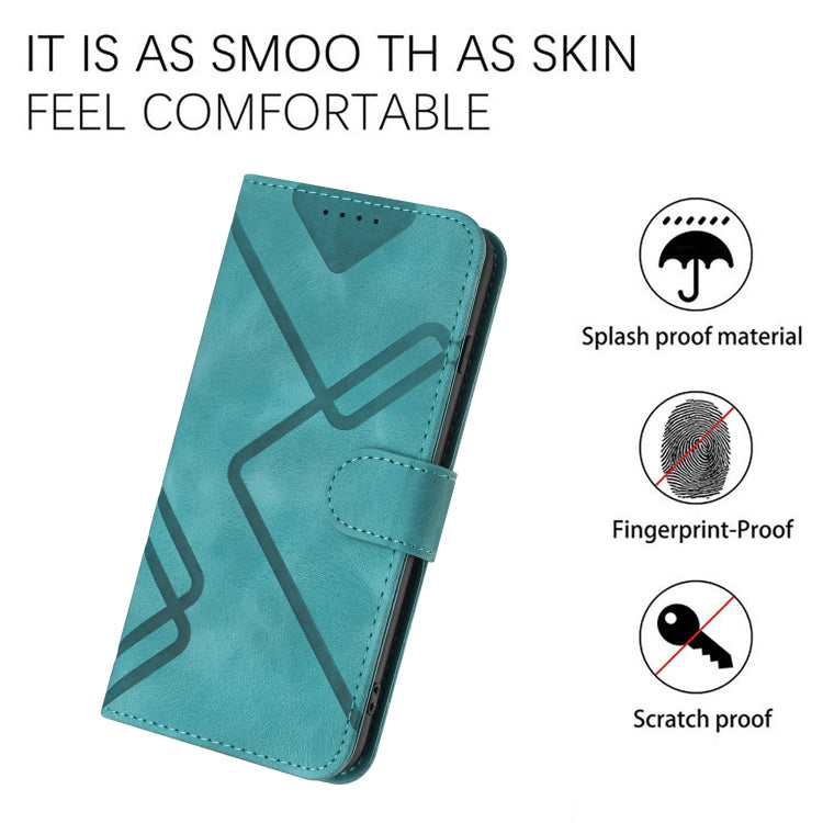 For OnePlus 12 Line Pattern Skin Feel Leather Phone Case(Light Blue) - OnePlus Cases by buy2fix | Online Shopping UK | buy2fix