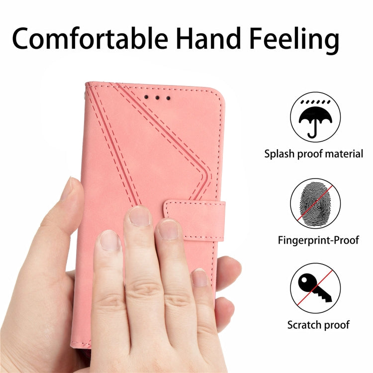 For Xiaomi Redmi 13C 4G Stitching Embossed Leather Phone Case(Pink) - 13C Cases by buy2fix | Online Shopping UK | buy2fix