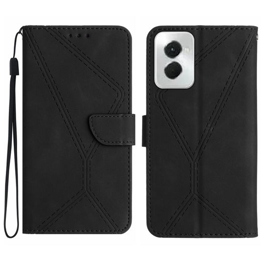 For Motorola Moto G Power 5G 2024 Stitching Embossed Leather Phone Case(Black) - Motorola Cases by buy2fix | Online Shopping UK | buy2fix