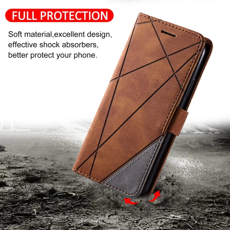 For Samsung Galaxy S24 Ultra 5G Skin Feel Splicing Leather Phone Case(Brown) - Galaxy S24 Ultra 5G Cases by buy2fix | Online Shopping UK | buy2fix