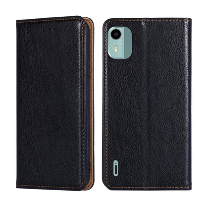 For Nokia C12 Gloss Oil Solid Color Magnetic Leather Phone Case(Black) - Nokia Cases by buy2fix | Online Shopping UK | buy2fix