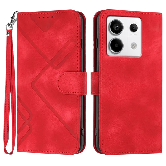 For Xiaomi Redmi Note 13 Pro 4G Line Pattern Skin Feel Leather Phone Case(Red) - Note 13 Pro Cases by buy2fix | Online Shopping UK | buy2fix