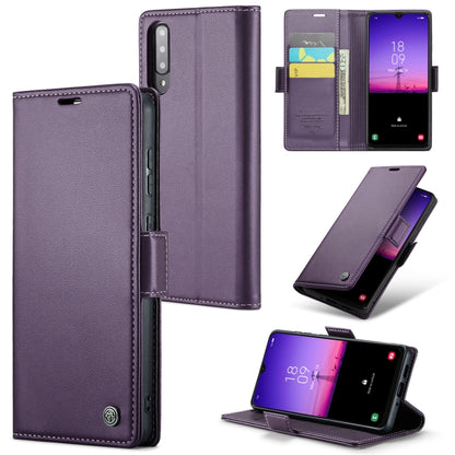 For Samsung Galaxy A30s / A50s / A50 CaseMe 023 Butterfly Buckle Litchi Texture RFID Anti-theft Leather Phone Case(Pearly Purple) - Galaxy Phone Cases by CaseMe | Online Shopping UK | buy2fix