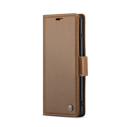 For Samsung Galaxy S10 CaseMe 023 Butterfly Buckle Litchi Texture RFID Anti-theft Leather Phone Case(Brown) - Galaxy Phone Cases by CaseMe | Online Shopping UK | buy2fix