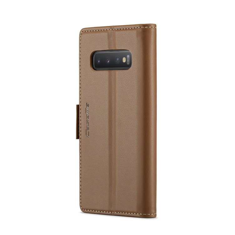 For Samsung Galaxy S10 CaseMe 023 Butterfly Buckle Litchi Texture RFID Anti-theft Leather Phone Case(Brown) - Galaxy Phone Cases by CaseMe | Online Shopping UK | buy2fix