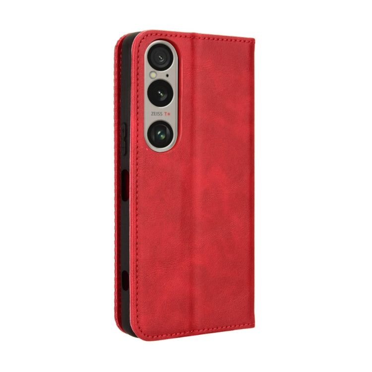 For Sony Xperia 1 VI 2024 Magnetic Buckle Retro Texture Leather Phone Case(Red) - Sony Cases by buy2fix | Online Shopping UK | buy2fix