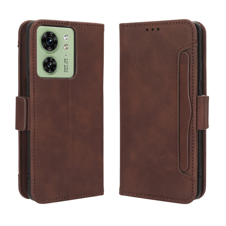 For Motorola Edge 40 Skin Feel Calf Texture Card Slots Leather Phone Case(Brown) - Motorola Cases by buy2fix | Online Shopping UK | buy2fix