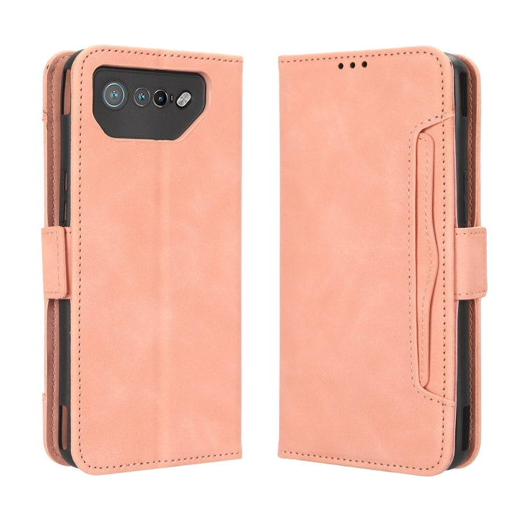 For ASUS ROG Phone 7 Skin Feel Calf Texture Card Slots Leather Phone Case(Pink) - ASUS Cases by buy2fix | Online Shopping UK | buy2fix