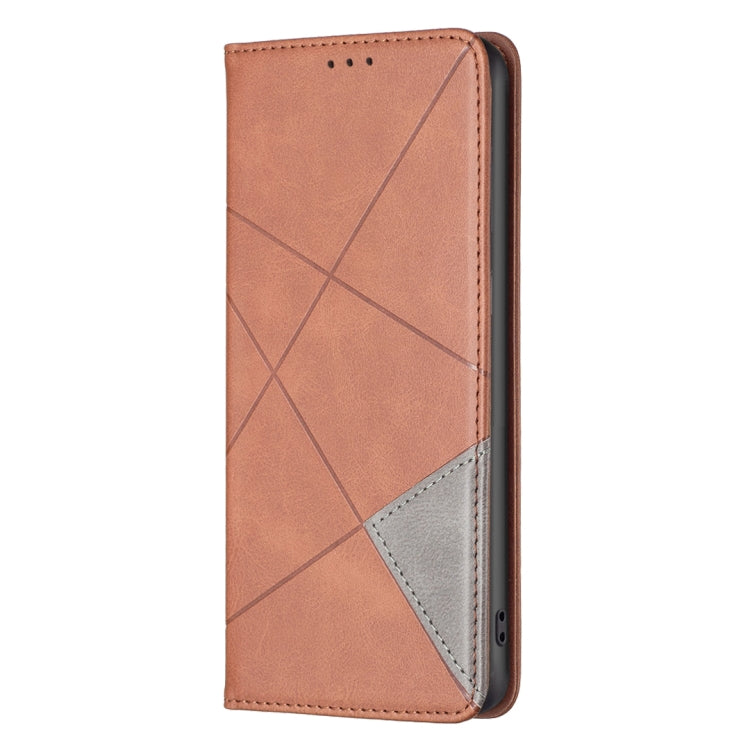 For Xiaomi Redmi Note 13 4G Global Rhombus Texture Magnetic Leather Phone Case(Brown) - Note 13 Cases by buy2fix | Online Shopping UK | buy2fix