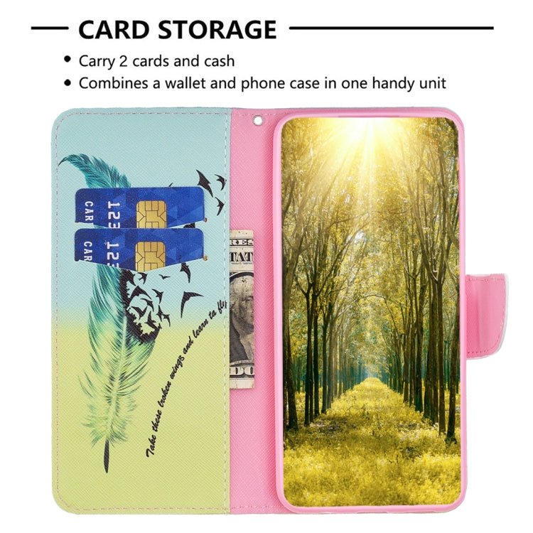 For Xiaomi 13T / 13T Pro / Redmi K60 Ultra Colored Drawing Pattern Leather Phone Case(Feather) - Redmi K60 Ultra Cases by buy2fix | Online Shopping UK | buy2fix