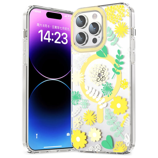 For iPhone 15 Pro MagSafe Magnetic TPU Phone Case(Yellow Chrysanthemum) - iPhone 15 Pro Cases by buy2fix | Online Shopping UK | buy2fix