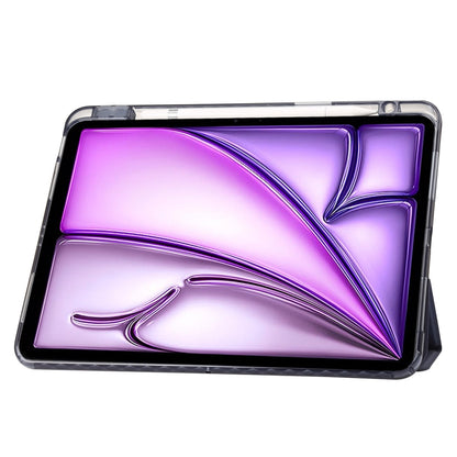 For iPad Air 13 2024 Clear Acrylic 3-Fold Leather Tablet Case(Lavender Purple) - iPad Air 13 2024 Cases by buy2fix | Online Shopping UK | buy2fix