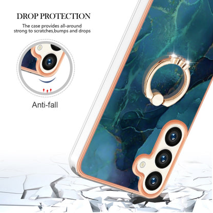 For Samsung Galaxy S24+ 5G Electroplating Marble Dual-side IMD Phone Case with Ring(Green 017) - Galaxy S24+ 5G Cases by buy2fix | Online Shopping UK | buy2fix
