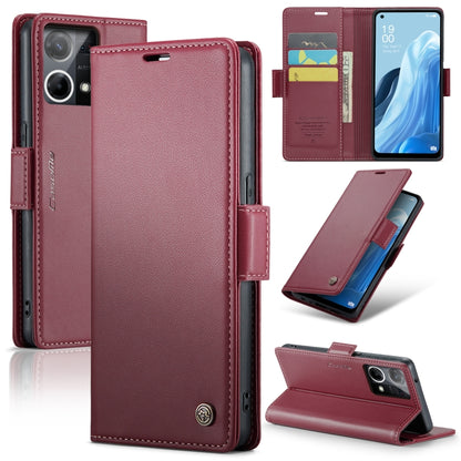 For OPPO Reno7 4G Indonesia/F21 Pro 4G/Reno8 4G CaseMe 023 Butterfly Buckle Litchi Texture RFID Anti-theft Leather Phone Case(Wine Red) - OPPO Cases by CaseMe | Online Shopping UK | buy2fix