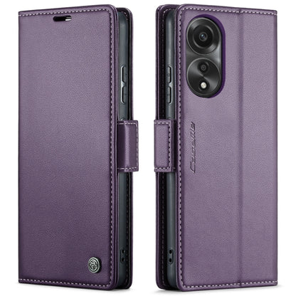 For OPPO A78 4G CaseMe 023 Butterfly Buckle Litchi Texture RFID Anti-theft Leather Phone Case(Pearly Purple) - OPPO Cases by CaseMe | Online Shopping UK | buy2fix