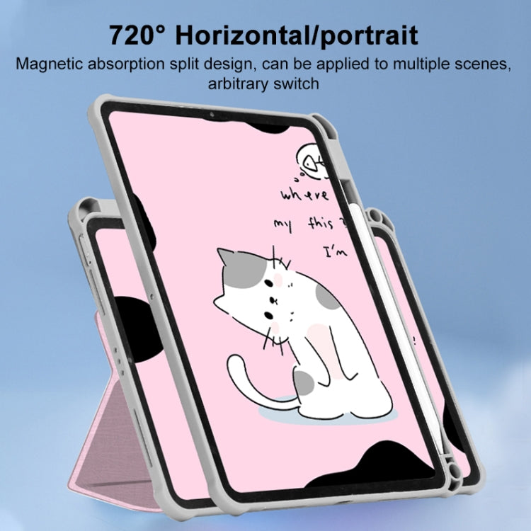 For iPad Air 11 2024 / iPad Pro 11 720 Rotation Magnetic Painted Leather Smart Tablet Case(Pink Cat) - iPad Pro 11 (2022/2021) Cases by buy2fix | Online Shopping UK | buy2fix