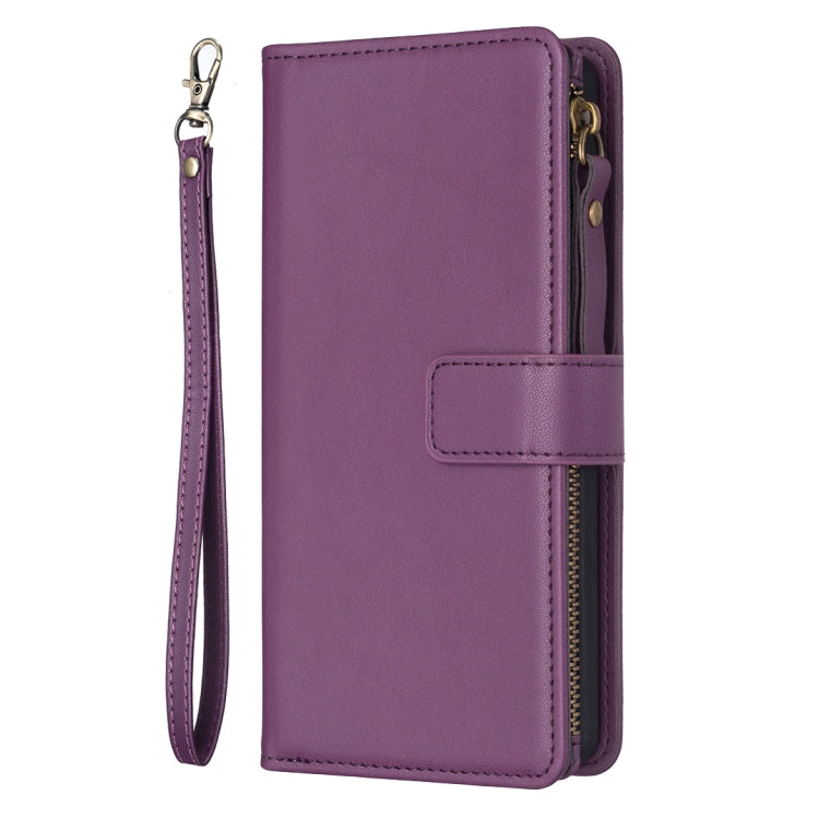 For Google Pixel 8 Pro 9 Card Slots Zipper Wallet Leather Flip Phone Case(Dark Purple) - Google Cases by buy2fix | Online Shopping UK | buy2fix