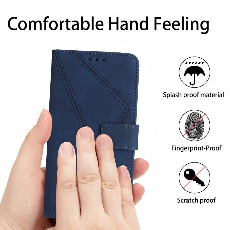 For iPhone 16 Pro Stitching Embossed Leather Phone Case(Blue) - iPhone 16 Pro Cases by buy2fix | Online Shopping UK | buy2fix