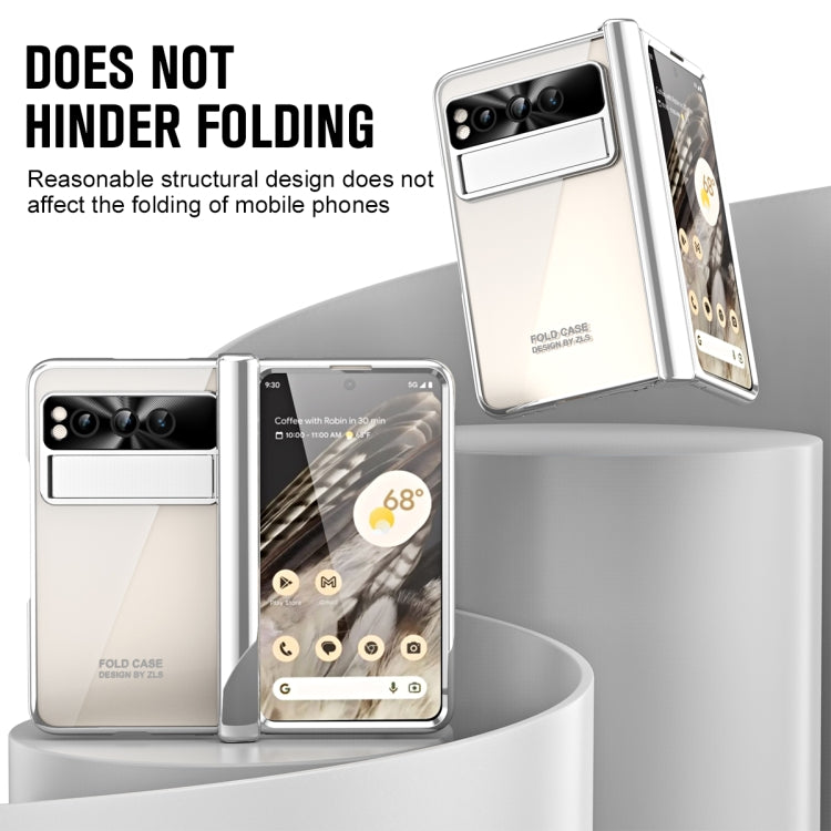 For Google Pixel Fold Integrated Electroplating Folding Phone Case with Hinge(Silver) - Google Cases by buy2fix | Online Shopping UK | buy2fix