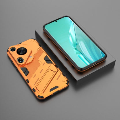 For Huawei Pura 70 Ultra Punk Armor 2 in 1 PC + TPU Phone Case with Holder(Orange) - Huawei Cases by buy2fix | Online Shopping UK | buy2fix