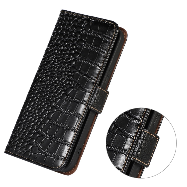 For iPhone 16 Pro Max Crocodile Top Layer Cowhide Leather Phone Case(Black) - iPhone 16 Pro Max Cases by buy2fix | Online Shopping UK | buy2fix