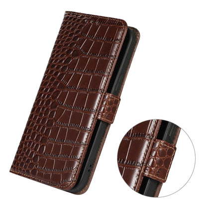 For iPhone 16 Pro Max Crocodile Top Layer Cowhide Leather Phone Case(Brown) - iPhone 16 Pro Max Cases by buy2fix | Online Shopping UK | buy2fix