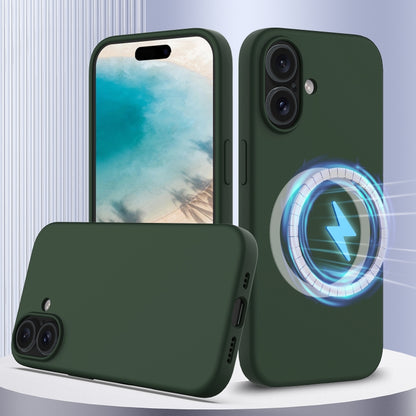 For iPhone 16 Shockproof Silicone Magsafe Phone Case(Dark Green) - iPhone 16 Cases by buy2fix | Online Shopping UK | buy2fix