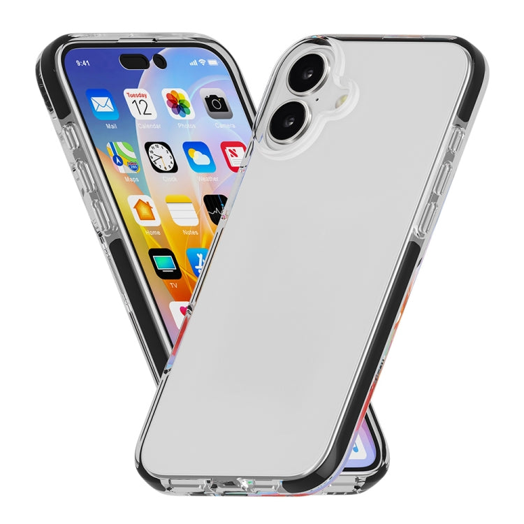 For iPhone 16 Two-color Shockproof High Transparency TPU Phone Case(Black) - iPhone 16 Cases by buy2fix | Online Shopping UK | buy2fix