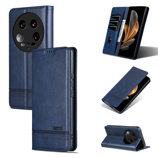 For Xiaomi 14 Ultra AZNS Magnetic Calf Texture Flip Leather Phone Case(Dark Blue) - 14 Ultra Cases by AZNS | Online Shopping UK | buy2fix