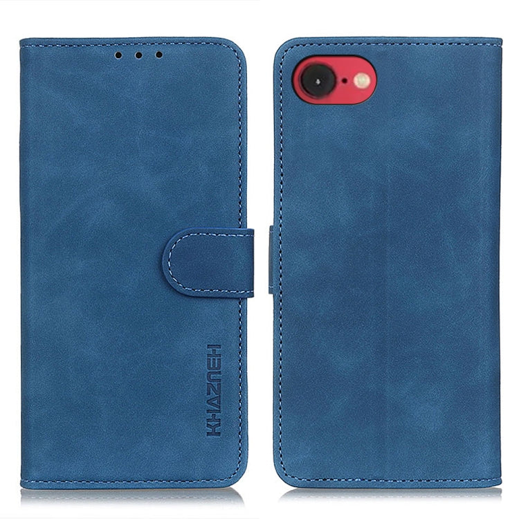 For iPhone SE 2024 KHAZNEH Retro Texture Leather Phone Case(Blue) - More iPhone Cases by buy2fix | Online Shopping UK | buy2fix