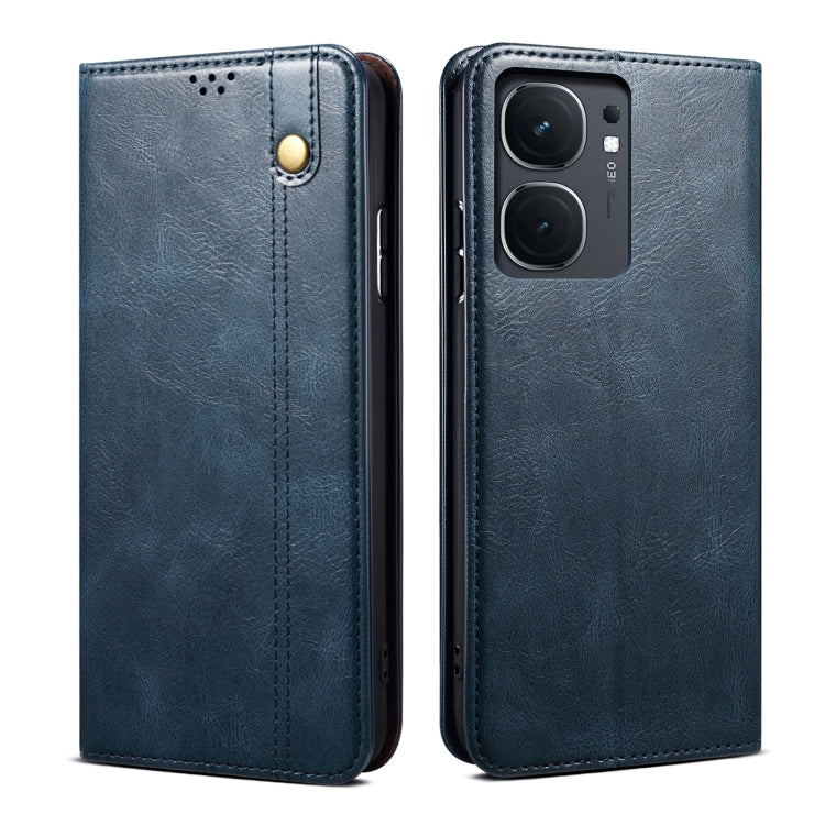 For vivo iQOO Neo9 Pro / Neo9 Oil Wax Crazy Horse Texture Leather Phone Case(Blue) - iQOO Neo9 Cases by buy2fix | Online Shopping UK | buy2fix