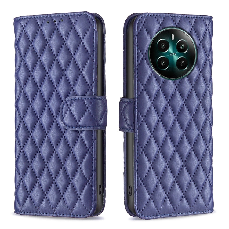 For Realme 12+ 5G Diamond Lattice Wallet Flip Leather Phone Case(Blue) - Realme Cases by buy2fix | Online Shopping UK | buy2fix